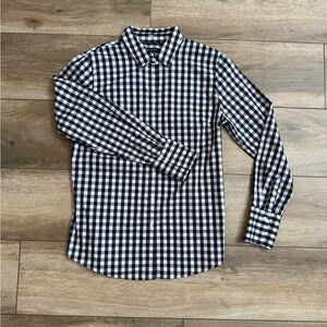 Banana Republic Riley Tailored Fit Black & White Gingham Button-Up Shirt | Size8